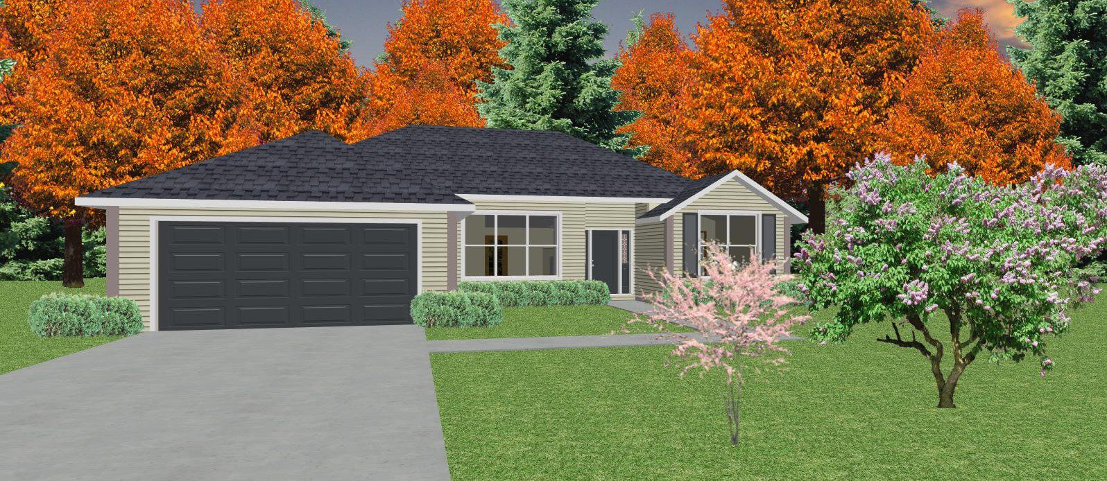 A 3 d rendering of the front of a house.